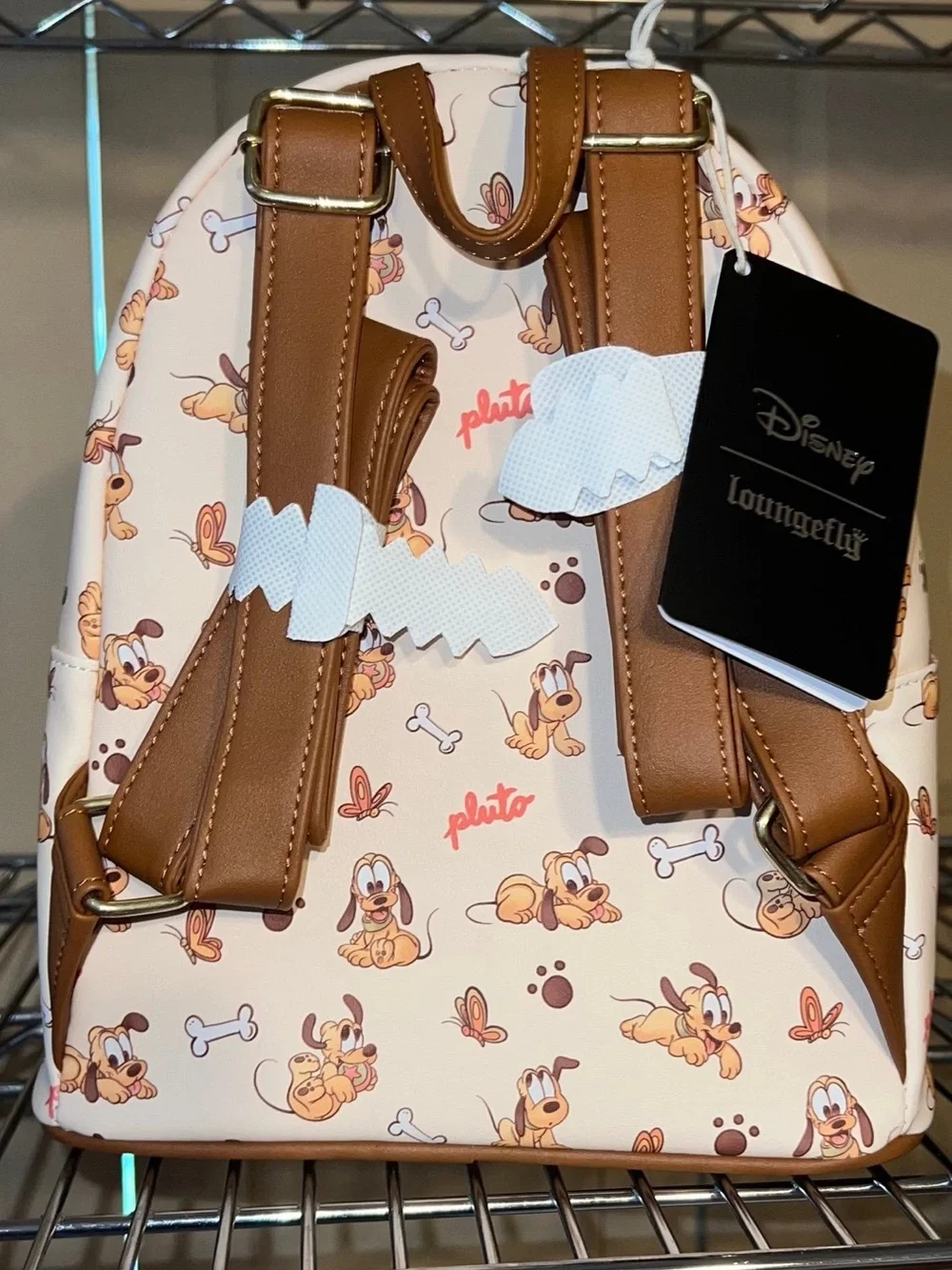 Loungefly Disney Baby Pluto Cream Mini Backpack with Gold Hardware
